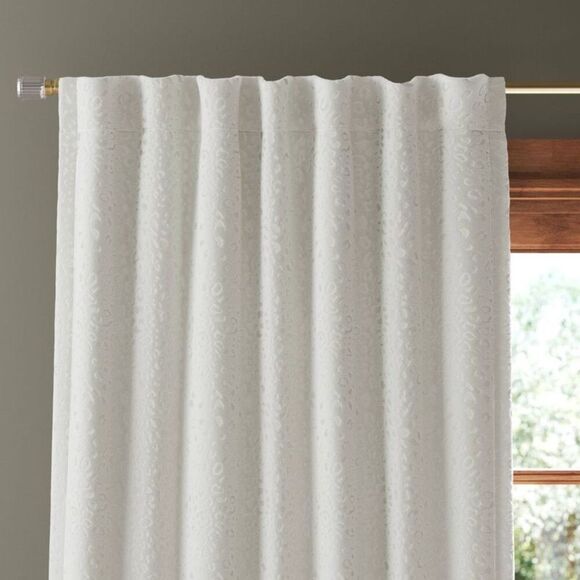 Threshold - Blackout Embossed Velvet Curtain Panel - Threshold Ivory - Picture 1 of 4